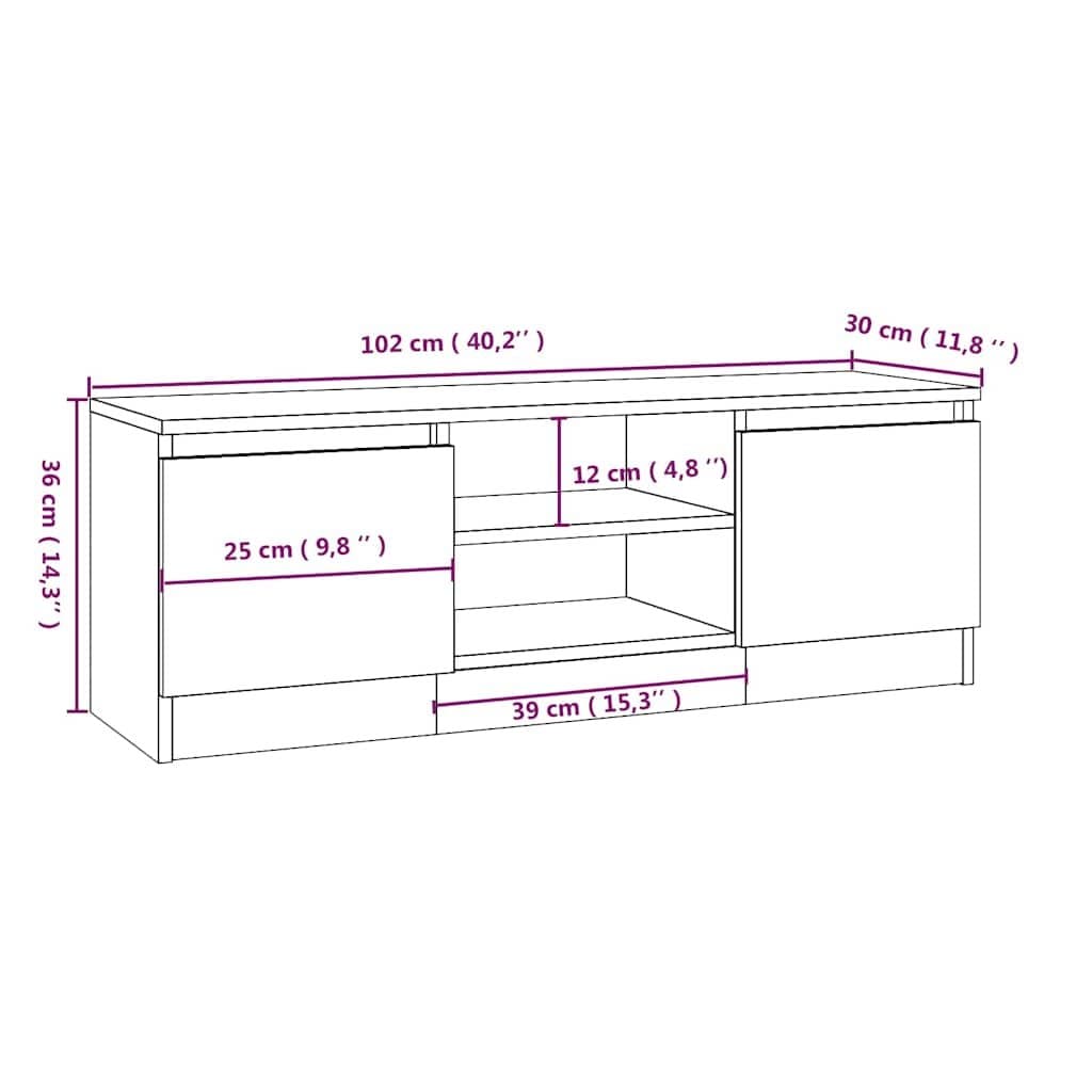 Brown TV Cabinet with Doors and Shelves for Storage