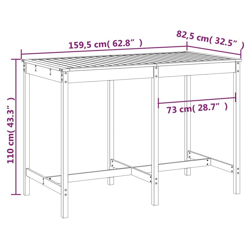 Solid Pine Outdoor Garden Table 159.5x82.5x110cm