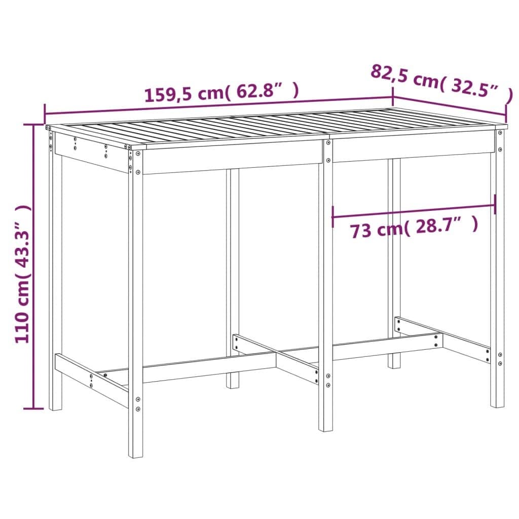 Outdoor Solid Pine Wood Garden Table for Patios