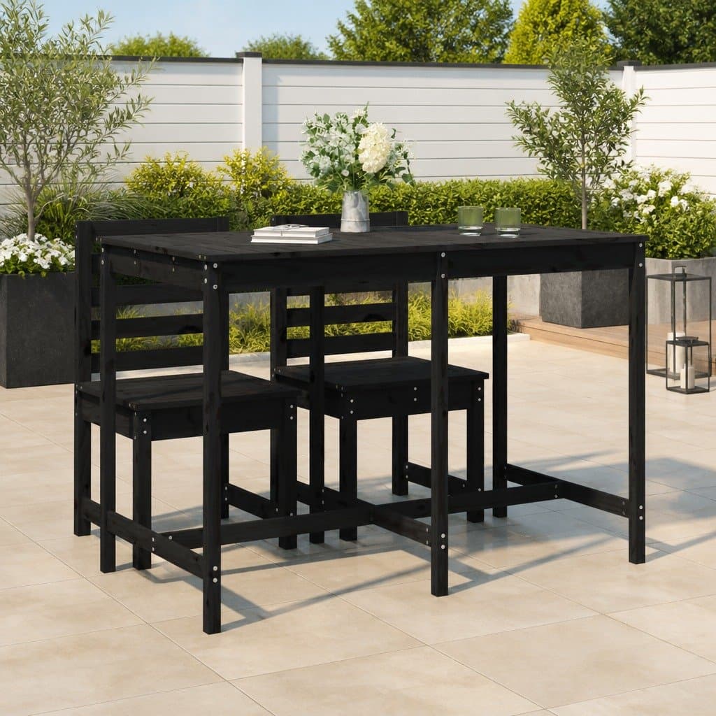 Black Wooden Garden Table for Outdoor Use