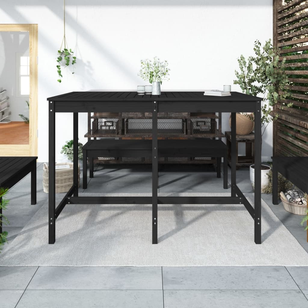 Black Wooden Garden Table for Outdoor Use