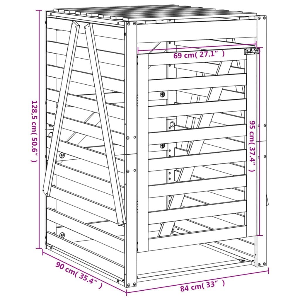 Solid Wood Pine Garden Waste Container Enclosure