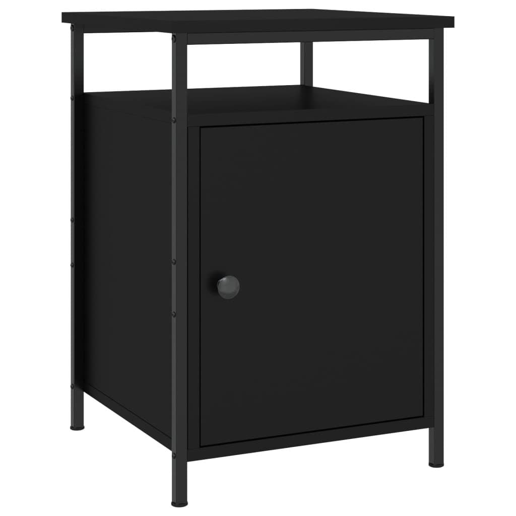 Bedside Cabinets 2 pcs Black Storage Bedroom Nightstand Compact Organiser