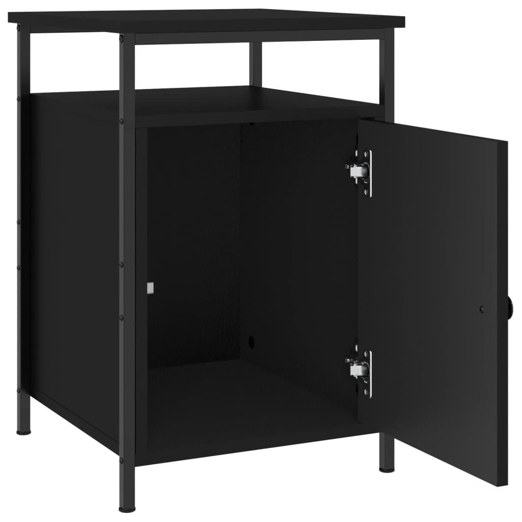 Bedside Cabinets 2 pcs Black Storage Bedroom Nightstand Compact Organiser