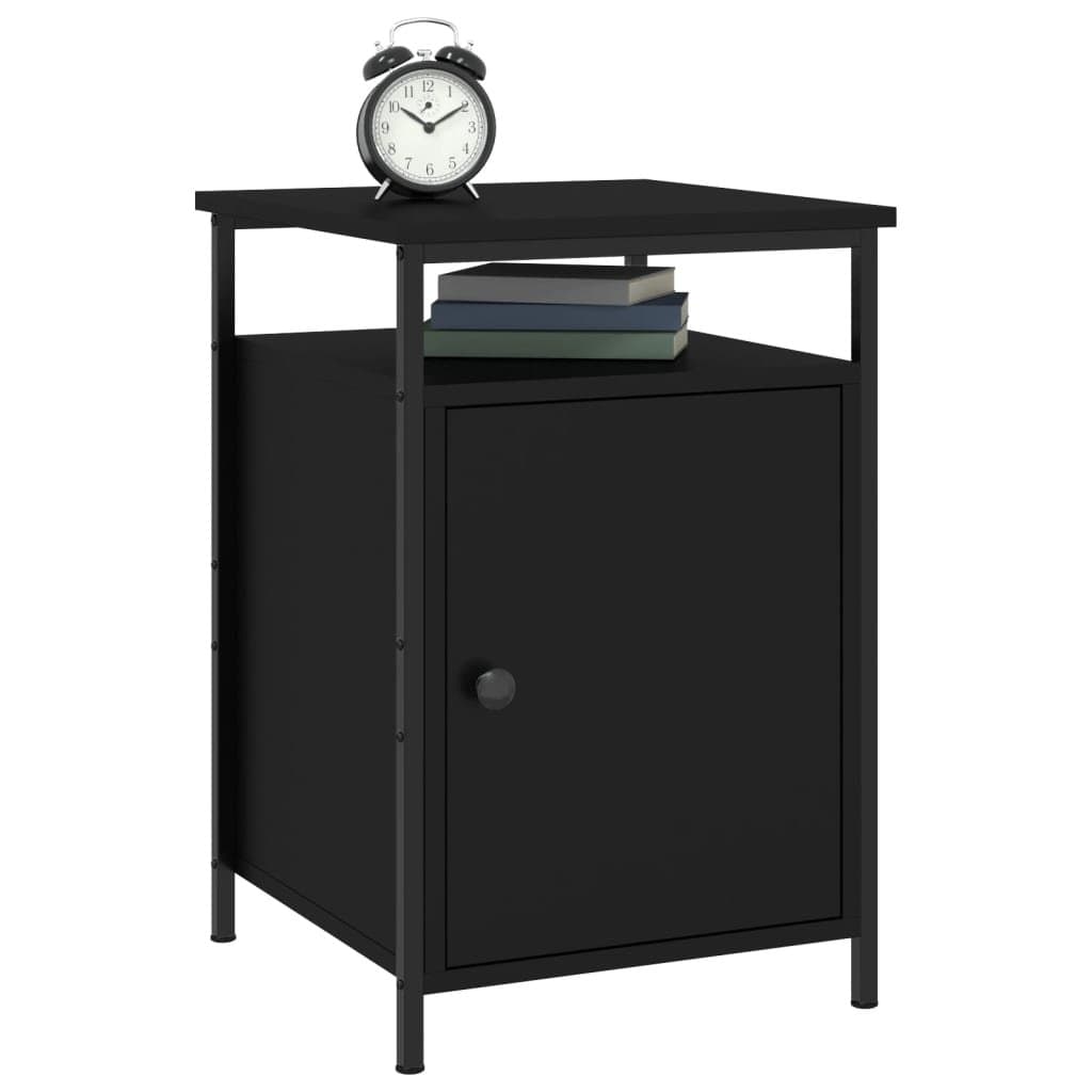 Bedside Cabinets 2 pcs Black Storage Bedroom Nightstand Compact Organiser