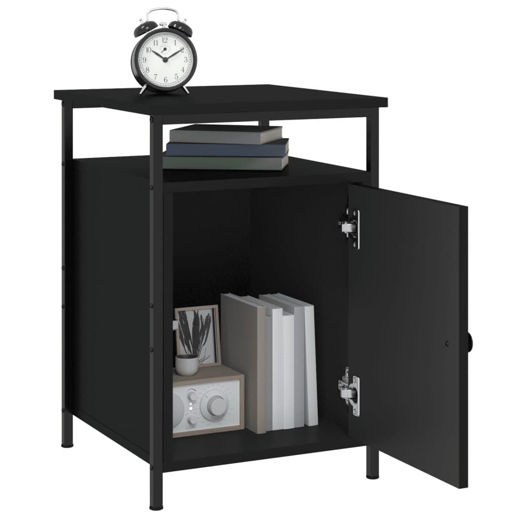 Bedside Cabinets 2 pcs Black Storage Bedroom Nightstand Compact Organiser