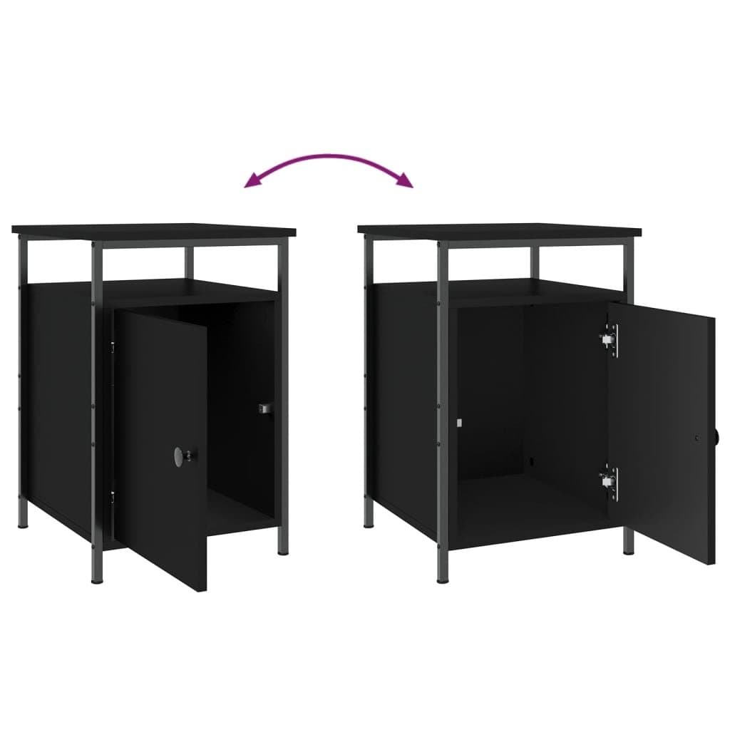 Bedside Cabinets 2 pcs Black Storage Bedroom Nightstand Compact Organiser