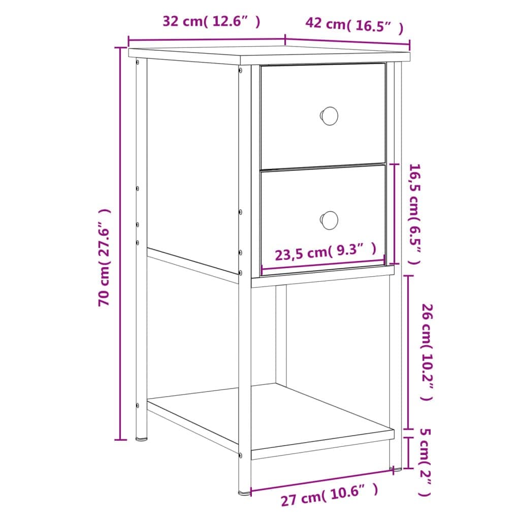 Bedside Cabinets 2 pcs Brown Storage Tables Bedroom Nightstands Engineered Wood