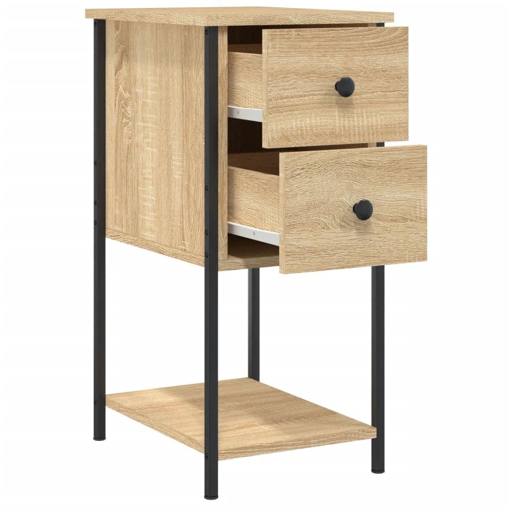 Bedside Cabinets 2 pcs Brown Storage Tables Bedroom Nightstands Engineered Wood