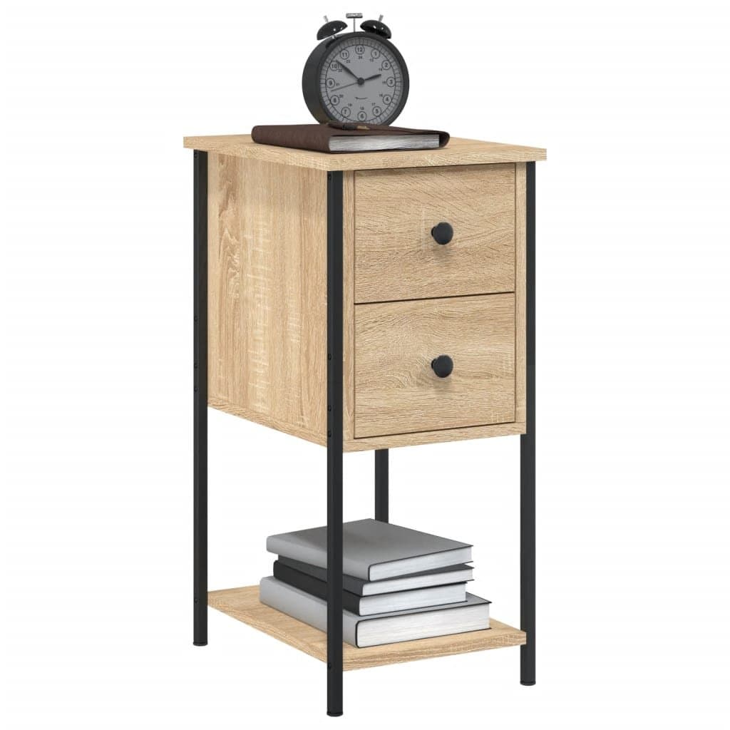 Bedside Cabinets 2 pcs Brown Storage Tables Bedroom Nightstands Engineered Wood