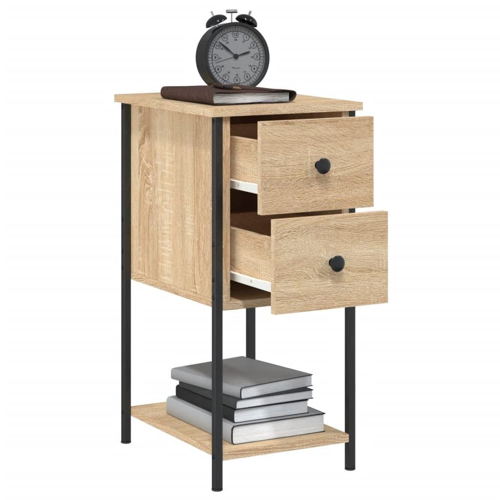 Bedside Cabinets 2 pcs Brown Storage Tables Bedroom Nightstands Engineered Wood