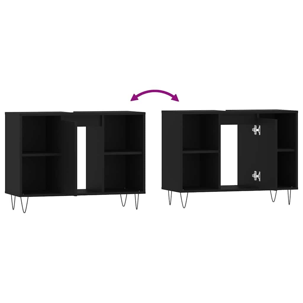 Black Bathroom Vanity Unit 80x33x60 cm