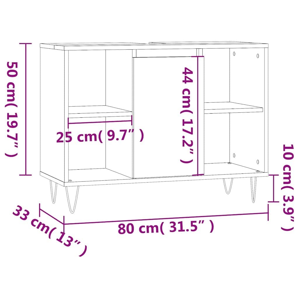 Black Bathroom Vanity Unit 80x33x60 cm
