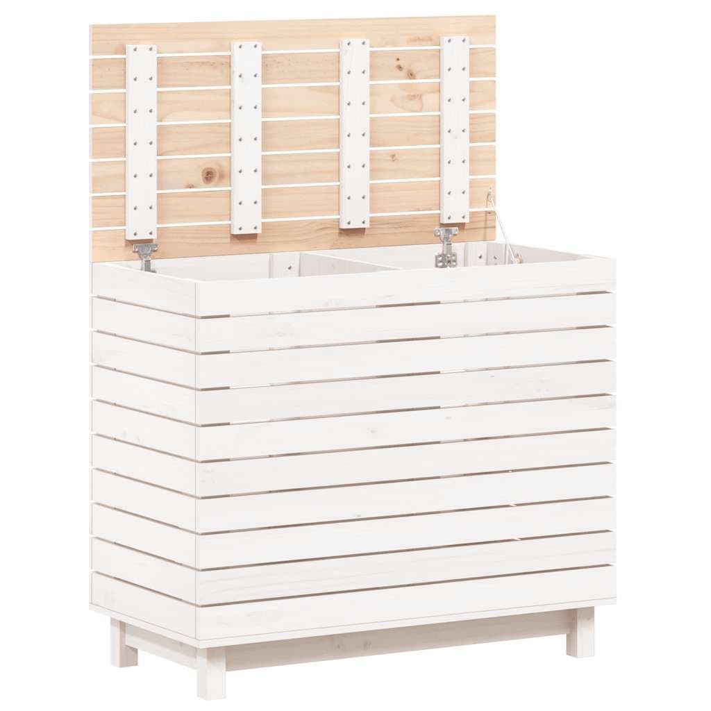 White Wooden Laundry Basket with Lid for Home