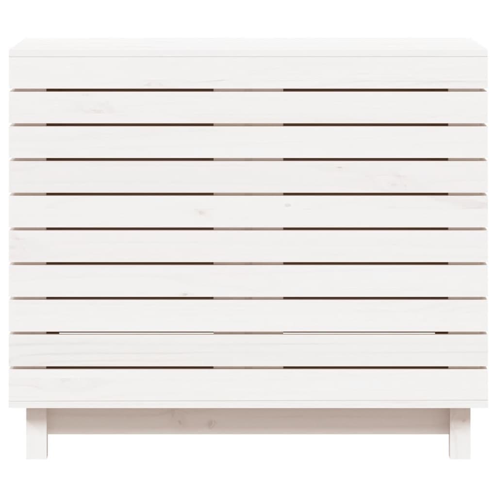 White Wooden Laundry Basket with Lid for Home