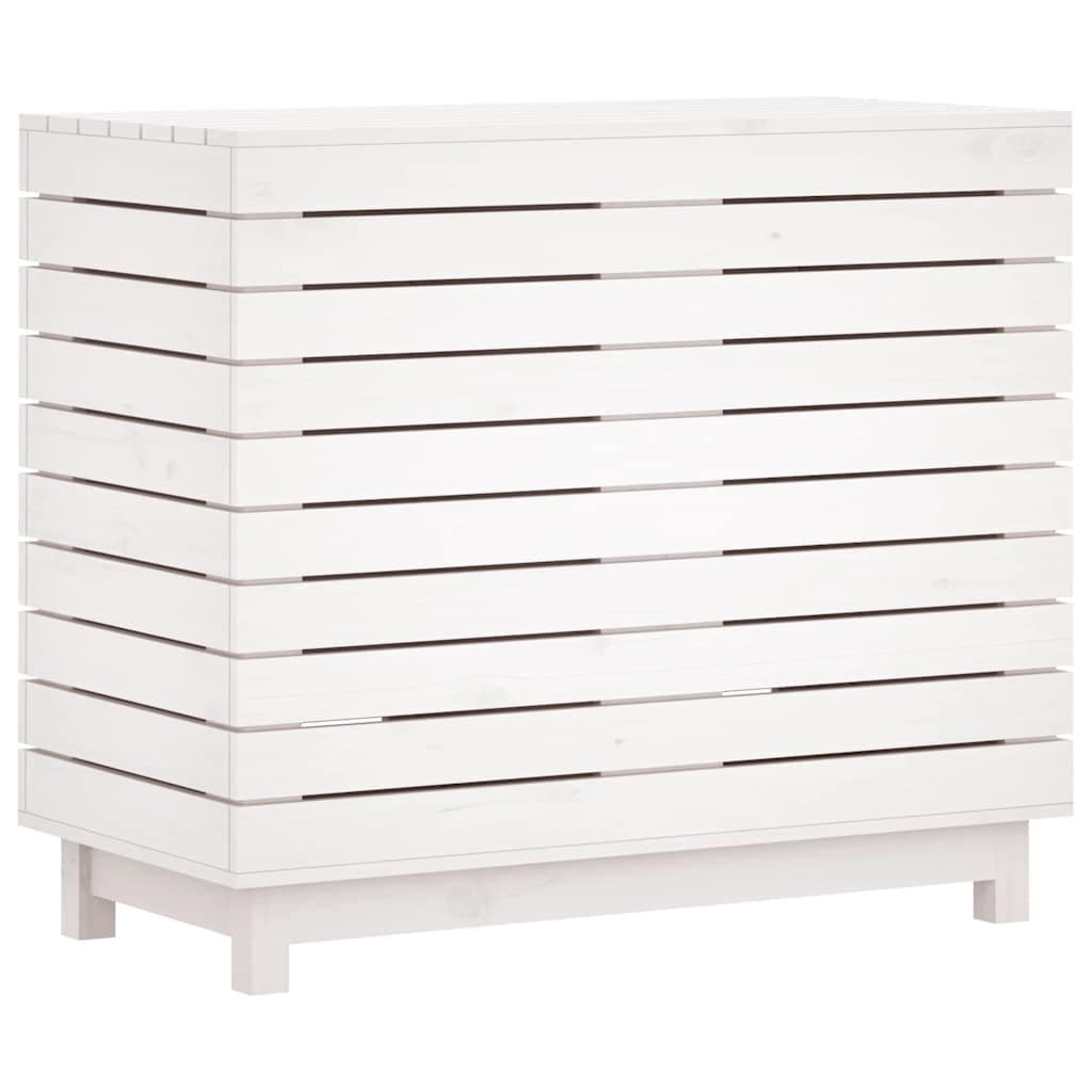 White Wooden Laundry Basket with Lid for Home