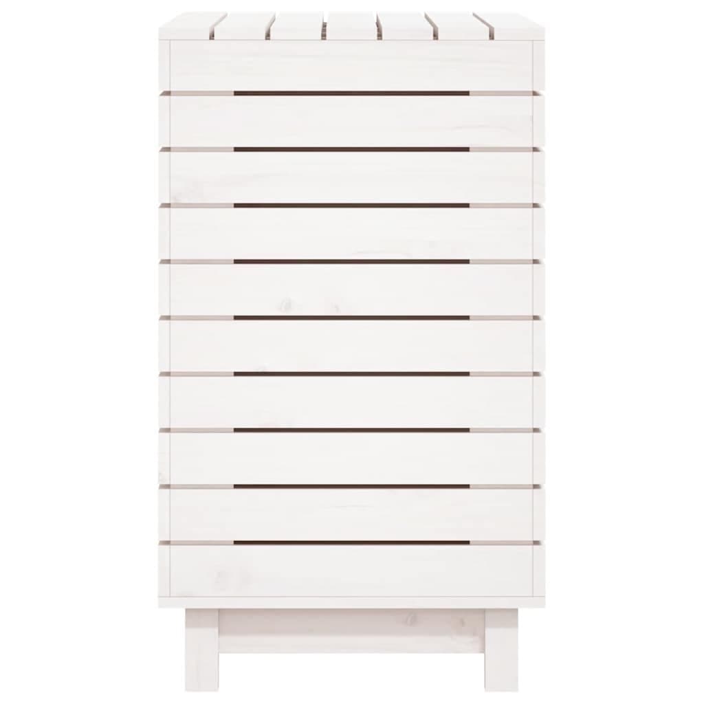 White Wooden Laundry Basket with Lid for Home