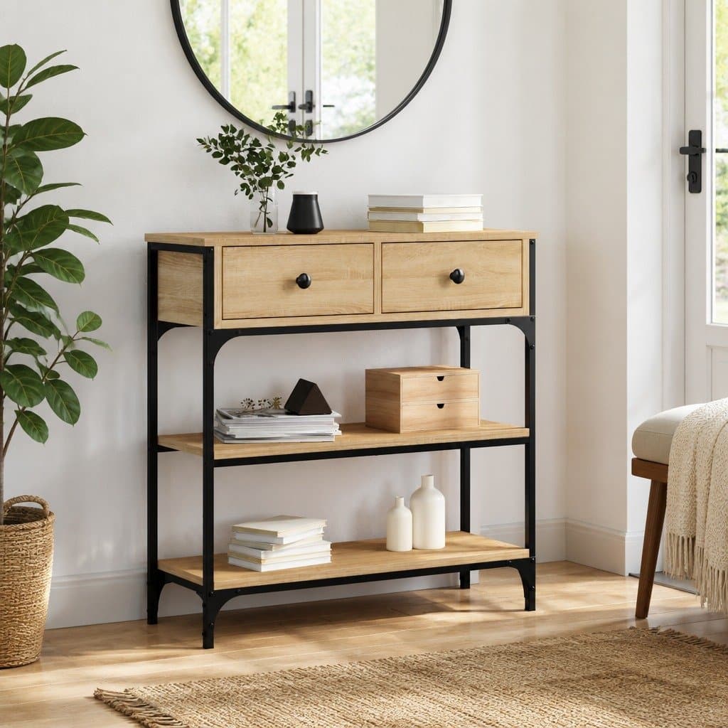 Console Table in Sonoma Oak with Metal Frame