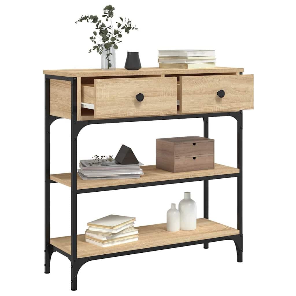 Console Table in Sonoma Oak with Metal Frame
