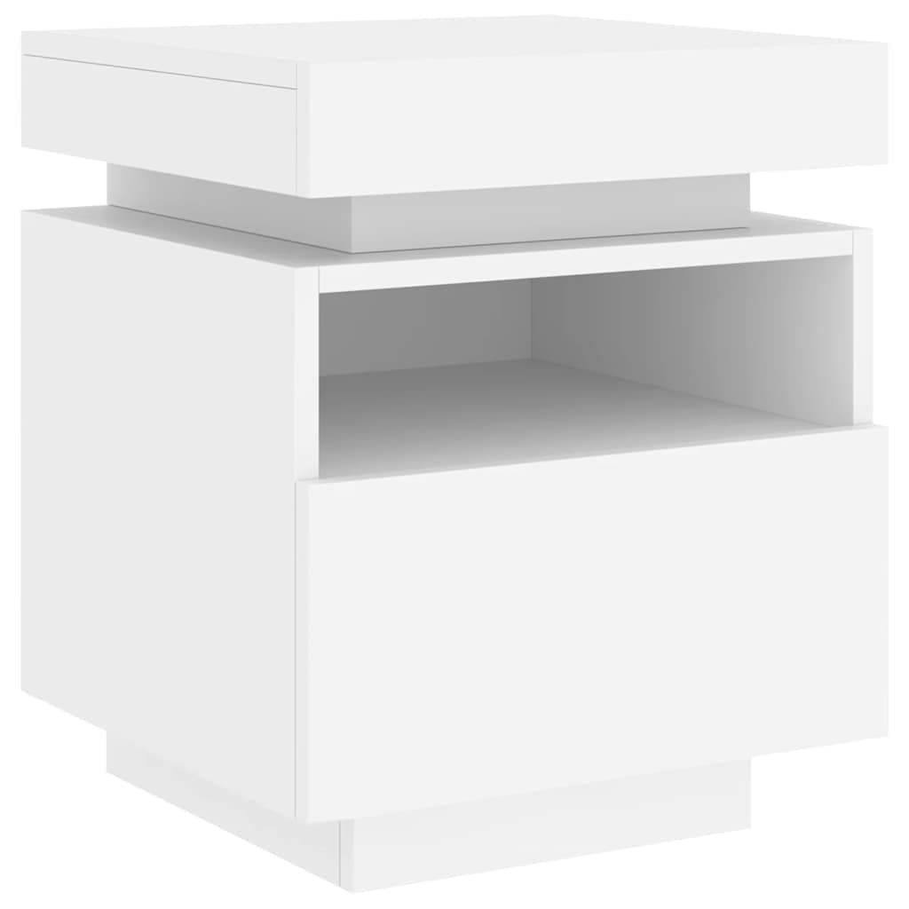 Bedside Cabinets with RGB LED Lights 2 Pieces White Storage Tables