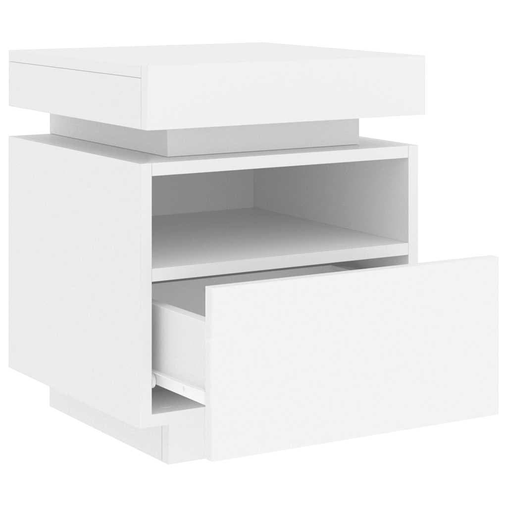 Bedside Cabinets with RGB LED Lights 2 Pieces White Storage Tables