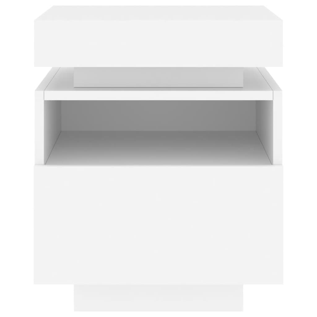 Bedside Cabinets with RGB LED Lights 2 Pieces White Storage Tables