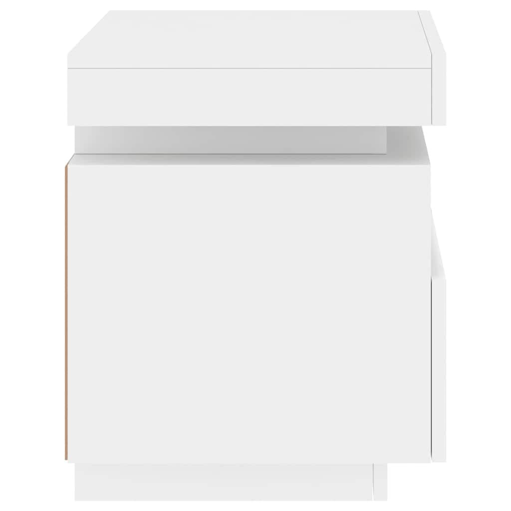 Bedside Cabinets with RGB LED Lights 2 Pieces White Storage Tables
