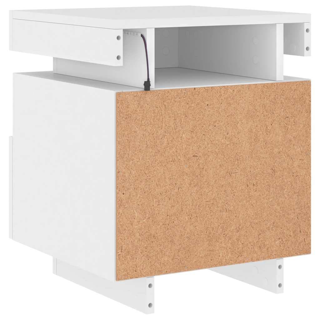 Bedside Cabinets with RGB LED Lights 2 Pieces White Storage Tables