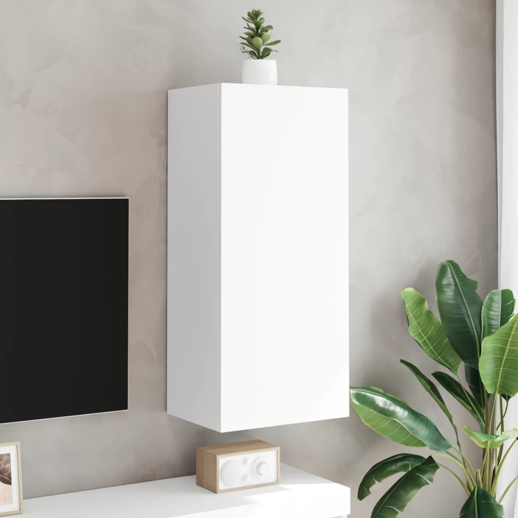 TV Wall Cabinet White Floating Media Unit Wall-Mounted Storage Shelving