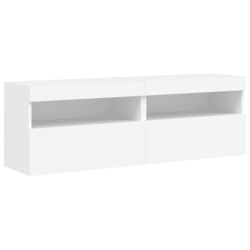 TV Wall Cabinet with RGB LED Lighting in White