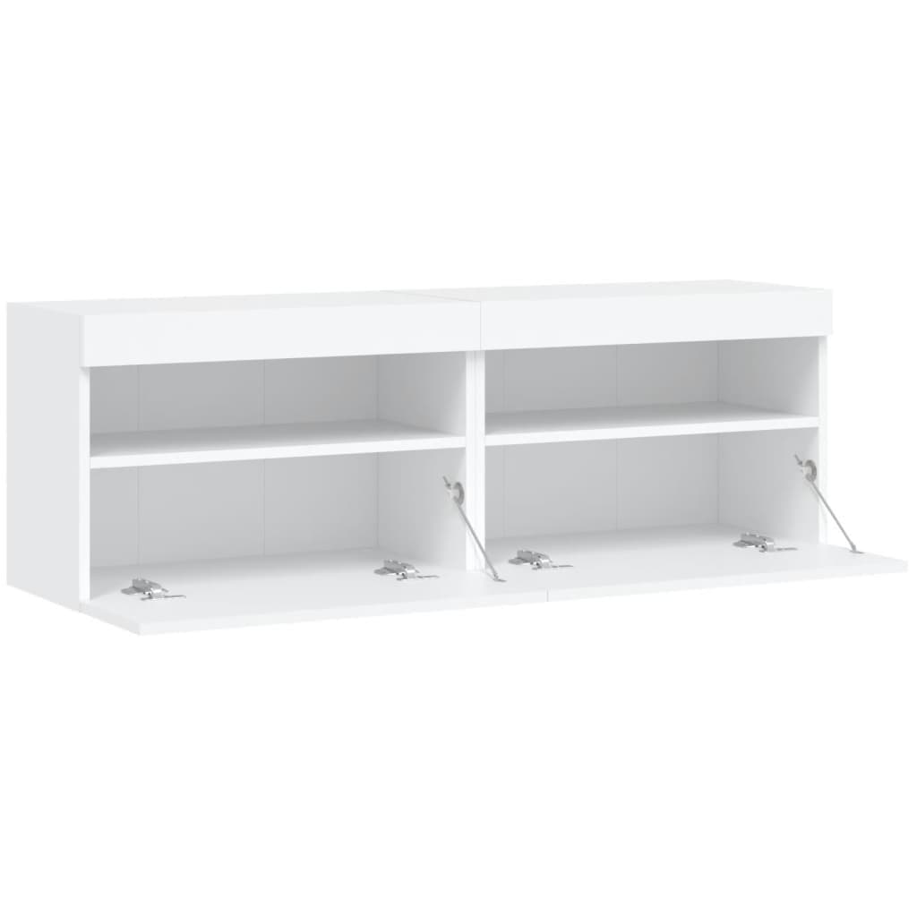 TV Wall Cabinet with RGB LED Lighting in White