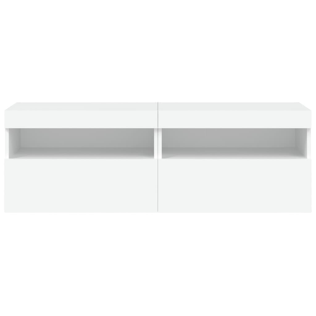 TV Wall Cabinet with RGB LED Lighting in White