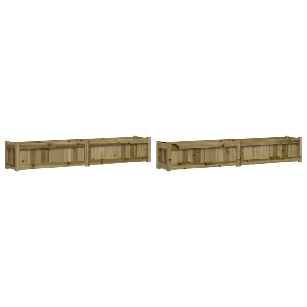 Garden Planters 2pcs Solid Pine Wood Brown