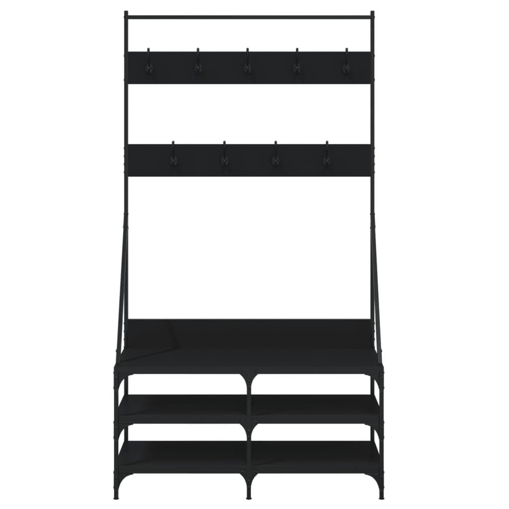 Black Clothes Rack with Shoe Storage 100x40x184cm