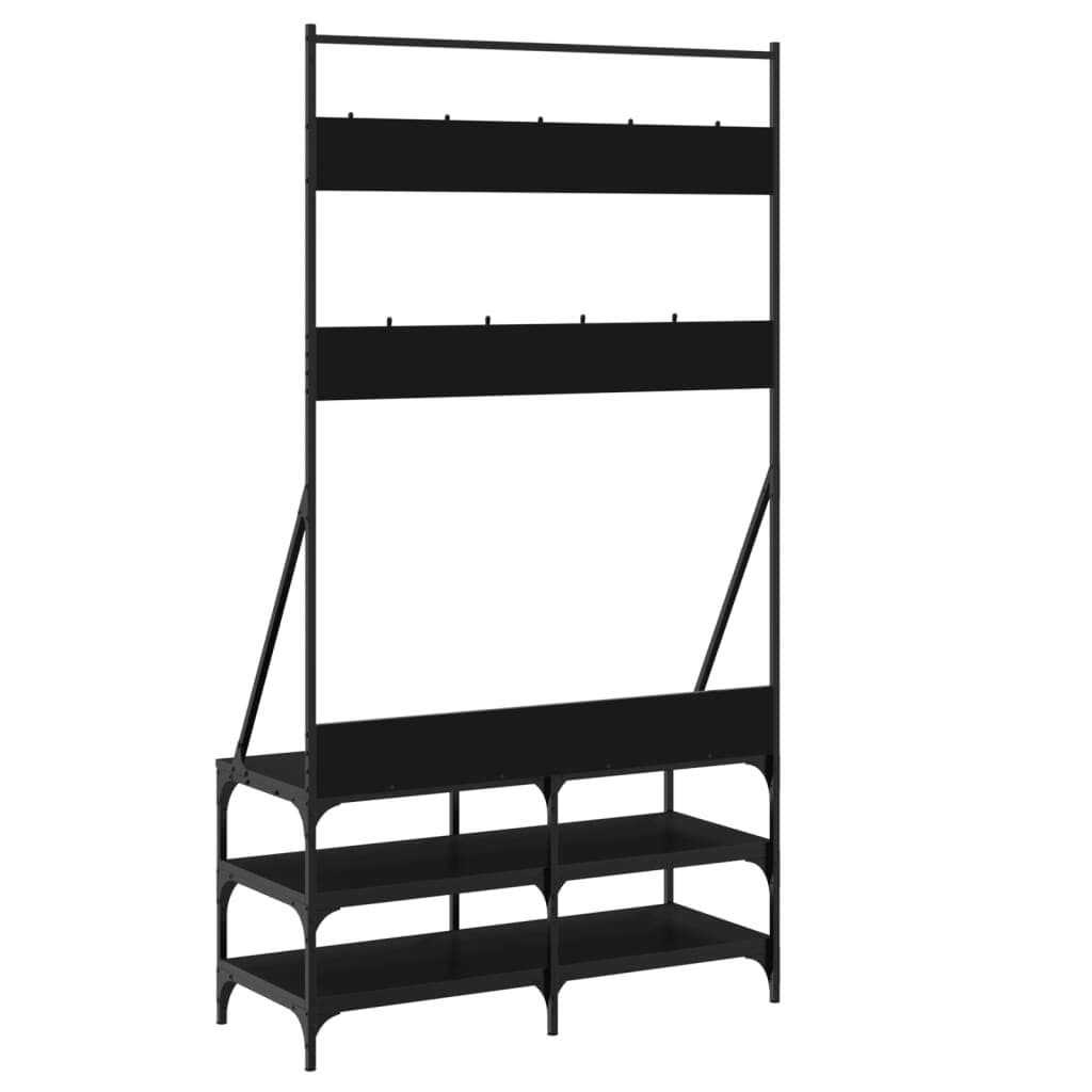 Black Clothes Rack with Shoe Storage 100x40x184cm