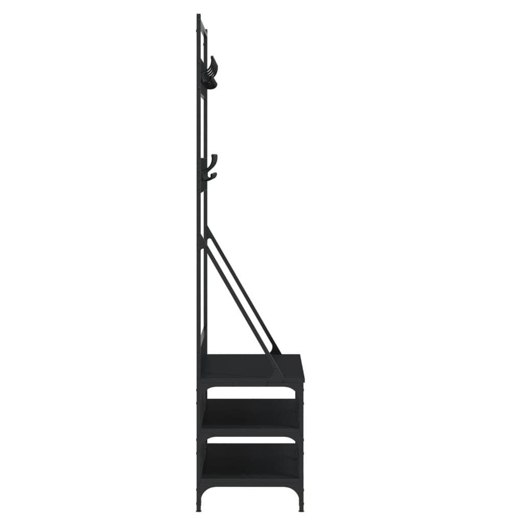 Black Clothes Rack with Shoe Storage 100x40x184cm