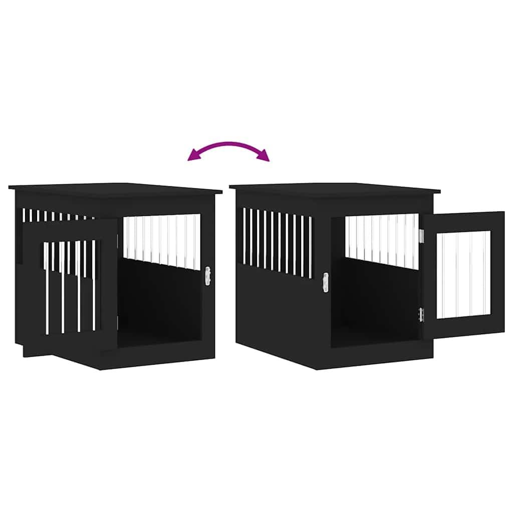 Dog Crate Furniture End Table Black 55x75x65cm Steel Wire Engineered Wood Kennel