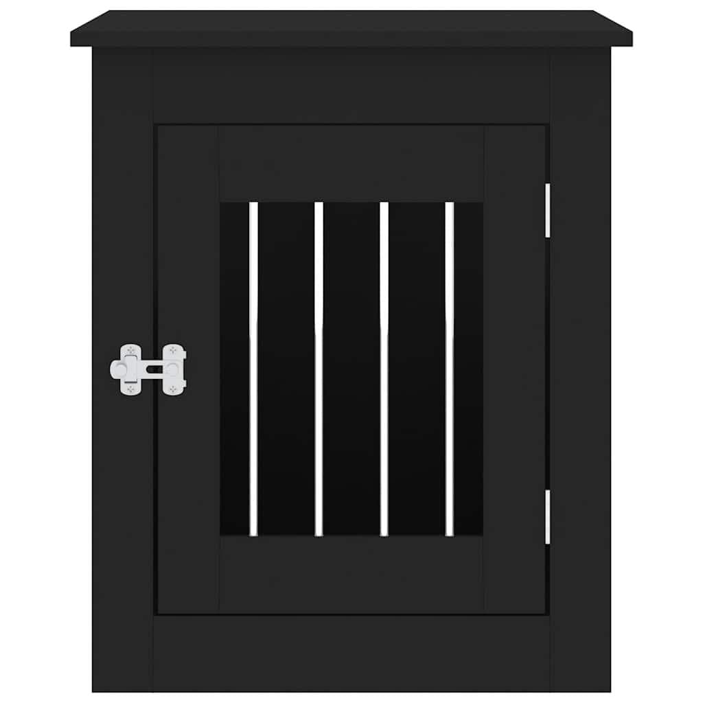 Dog Crate Furniture End Table Black 55x75x65cm Steel Wire Engineered Wood Kennel