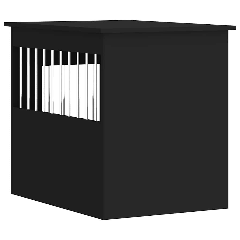 Dog Crate Furniture End Table Black 55x75x65cm Steel Wire Engineered Wood Kennel