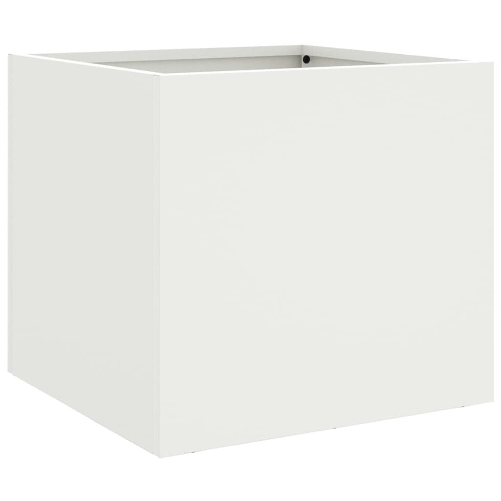 Steel Garden Planters 2 pcs White Outdoor Raised Flower Beds Pots Balcony Decor