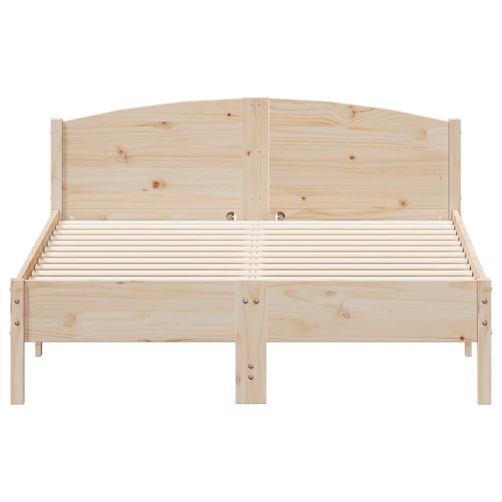Solid Pine Wood Bed Frame 135x190 cm with Slatted Base