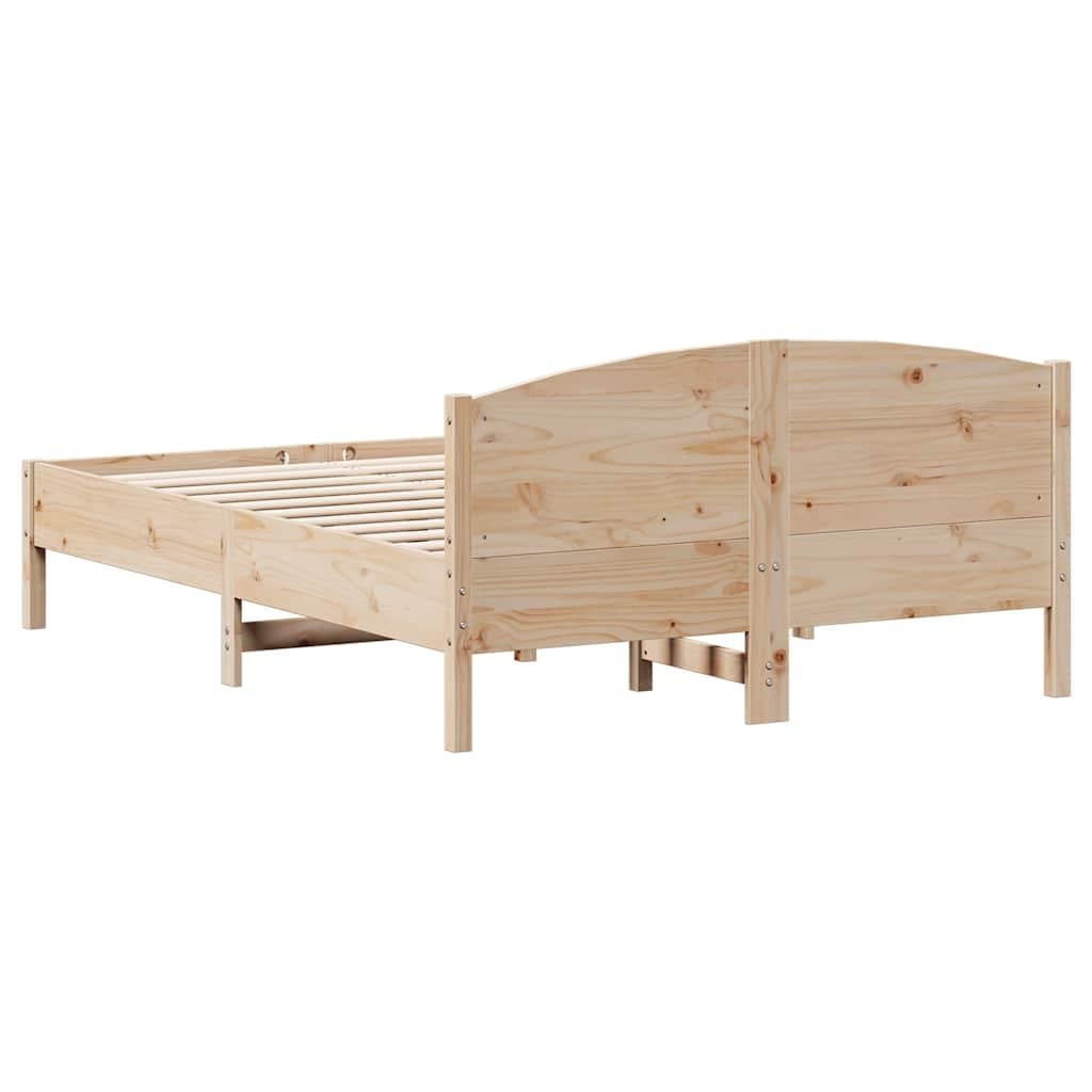 Solid Pine Wood Bed Frame 135x190 cm with Slatted Base