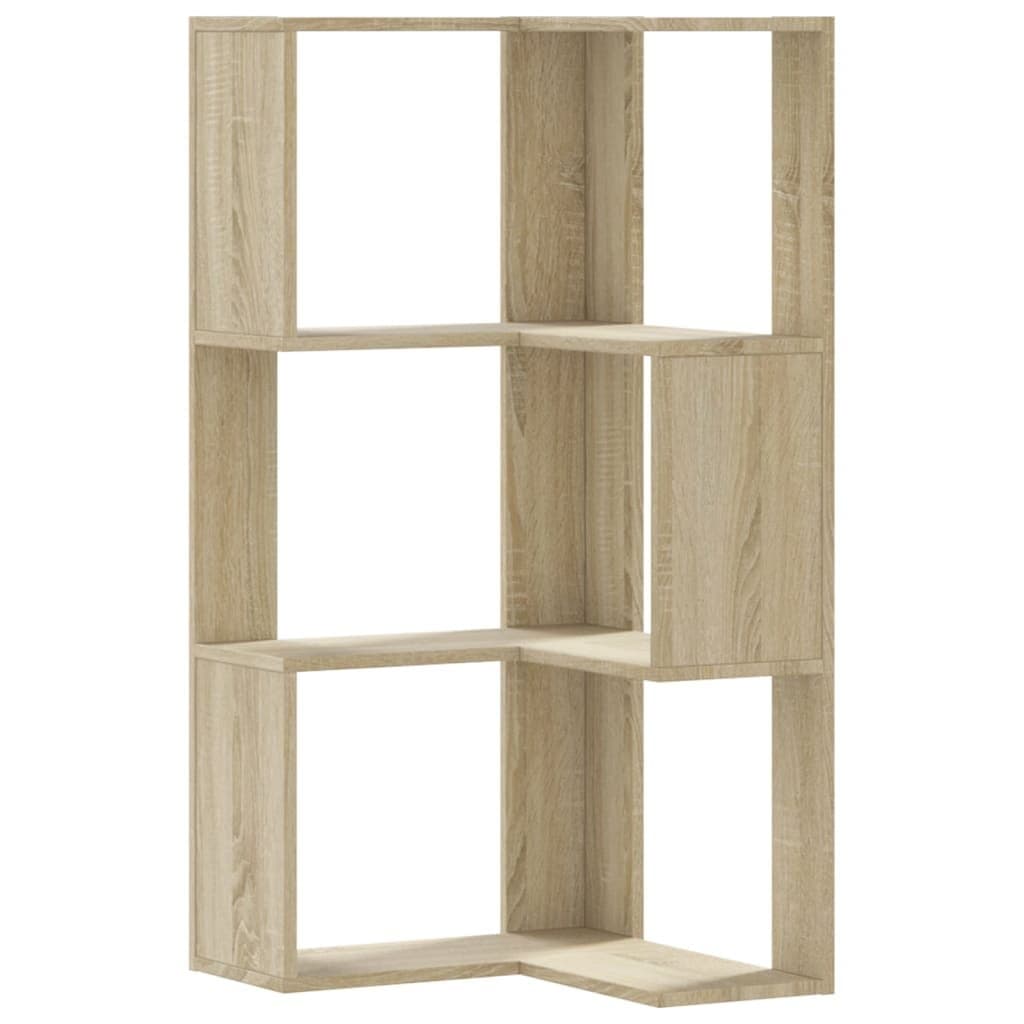 Corner Bookcase 3-Tier Storage Shelf Compact Display Unit for Living Room