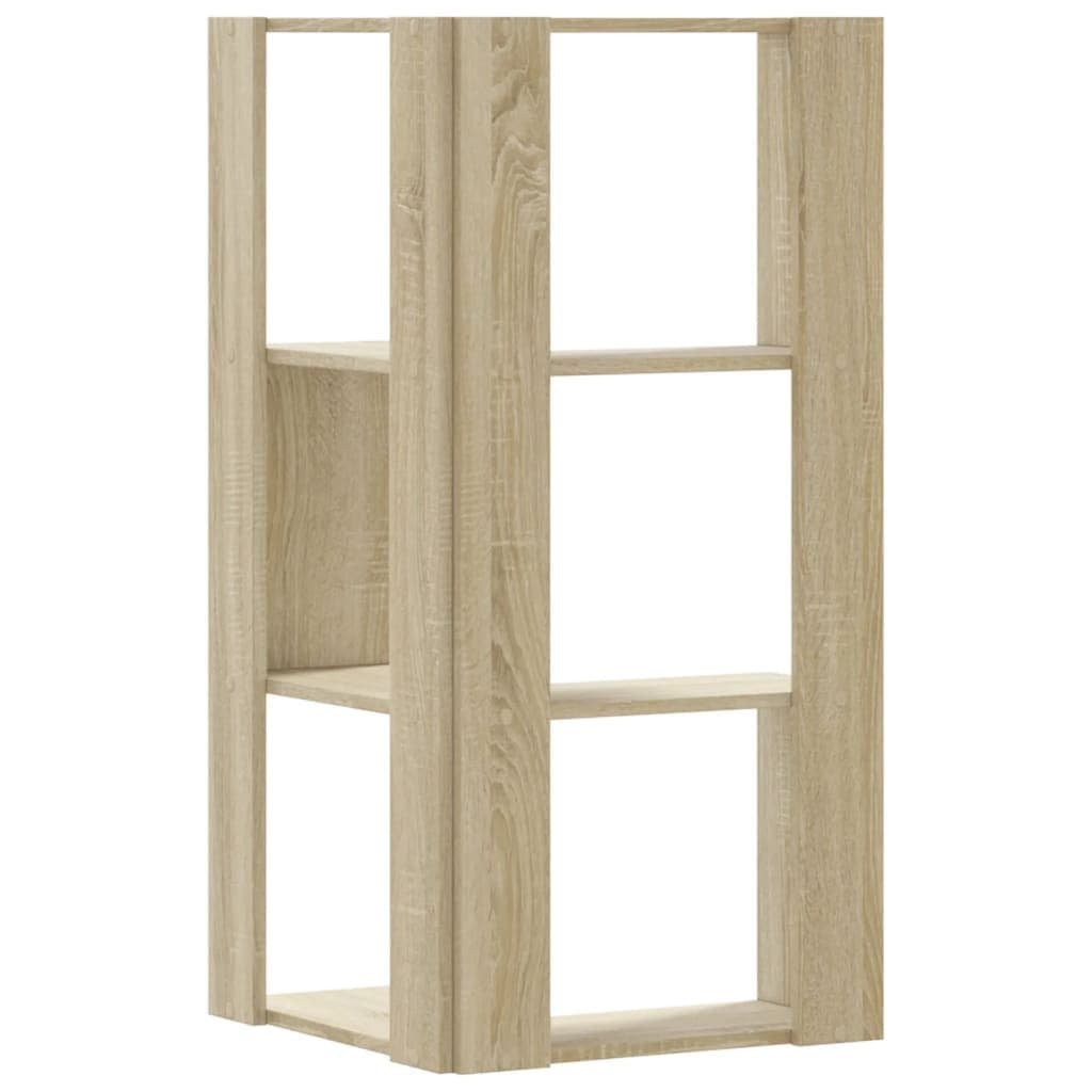 Corner Bookcase 3-Tier Storage Shelf Compact Display Unit for Living Room