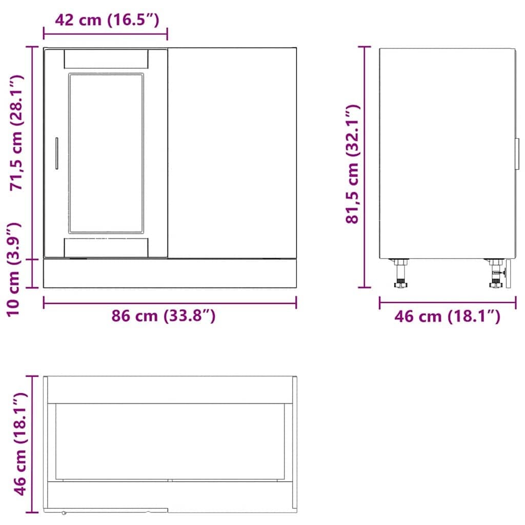 Black Engineered Wood Kitchen Base Cabinet