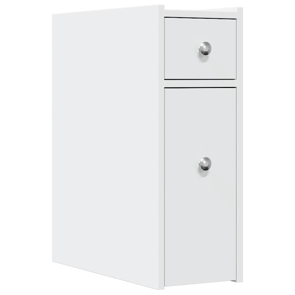 Tall White Bathroom Storage Cabinet on Wheels