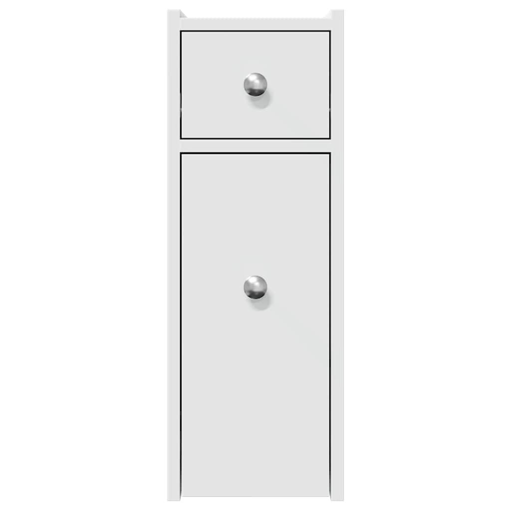 Tall White Bathroom Storage Cabinet on Wheels