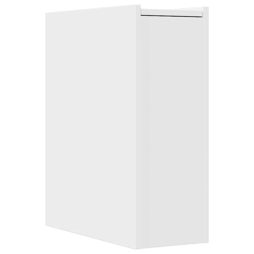 Tall White Bathroom Storage Cabinet on Wheels