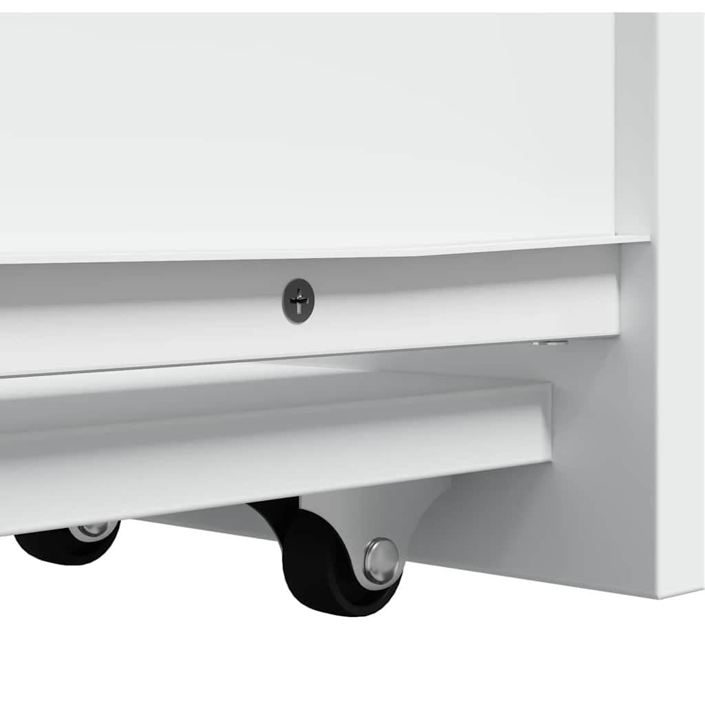 Tall White Bathroom Storage Cabinet on Wheels