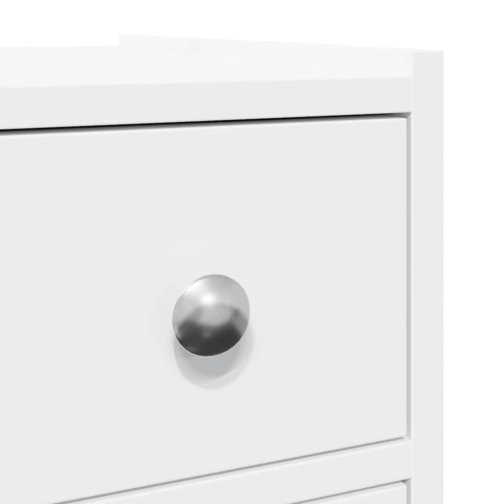 Tall White Bathroom Storage Cabinet on Wheels